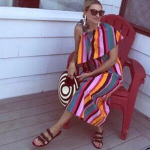 One Shoulder Dress Midi Maxi Dopamine Art